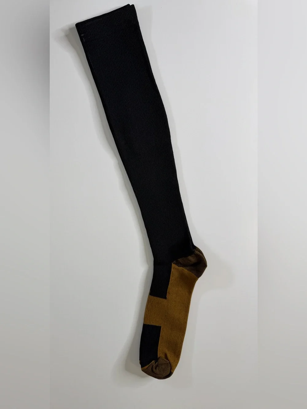 Knee High Compression Socks Black Camel Colorblock Graduated Support Unisex